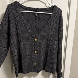 Lumiere Charcoal Button-Up Cardigan